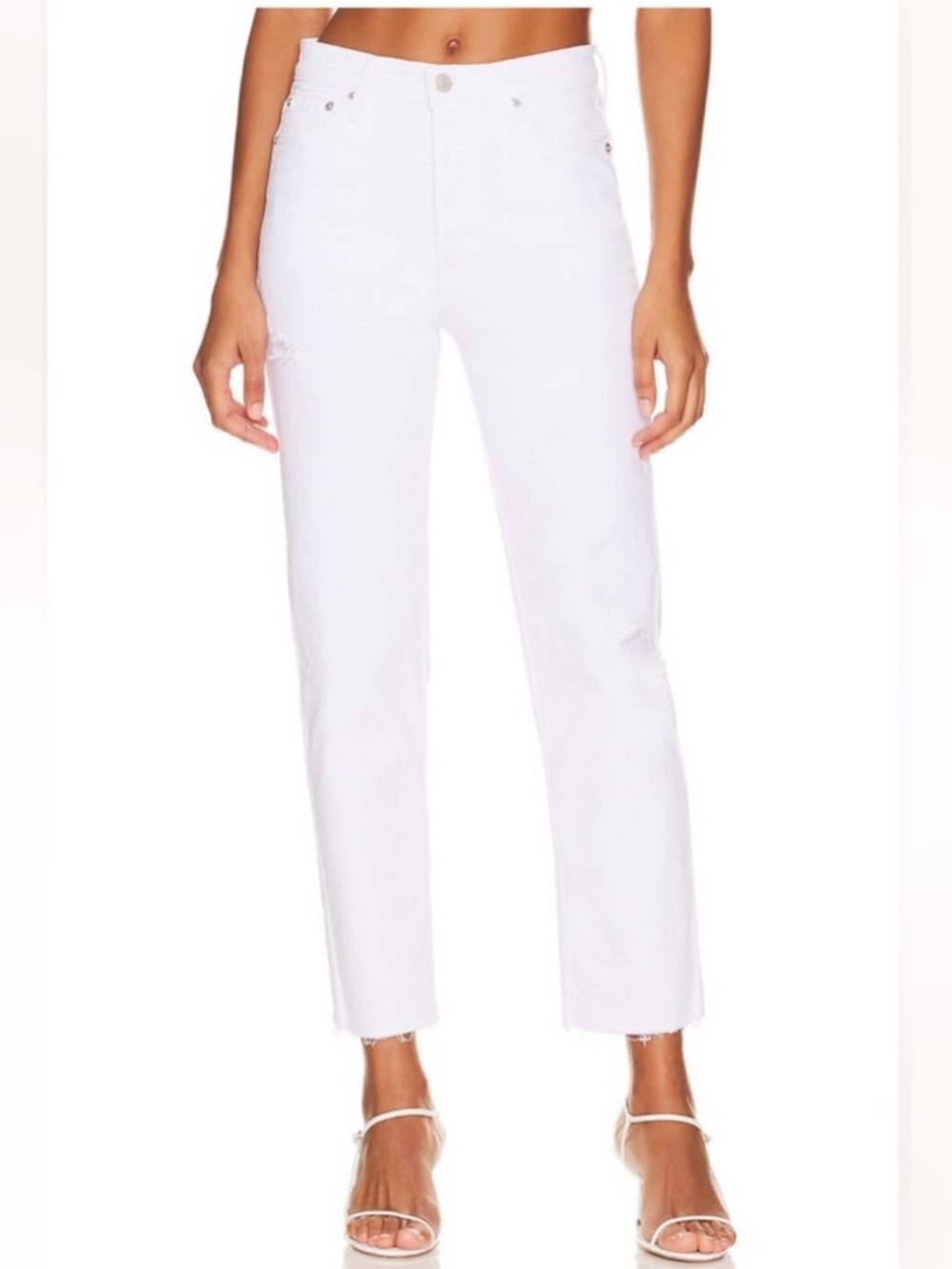 NWT PISTOLA Charlie High Rise Classic Straight raw hem distressed denim jeans 32 - Picture 3 of 8